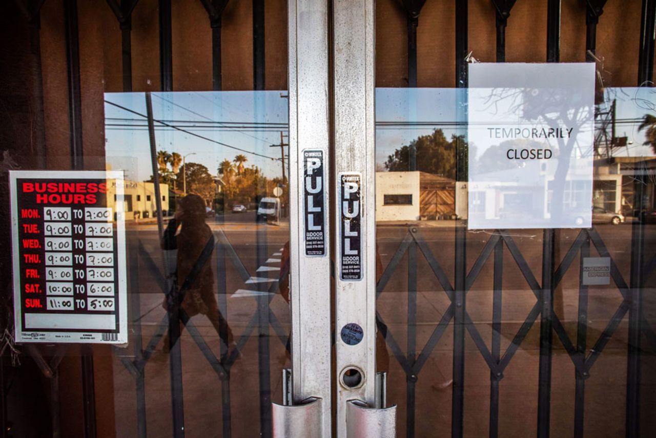 A framing art gallery is closed in Venice Beach, California' during the coronavirus outbreak on April 1.