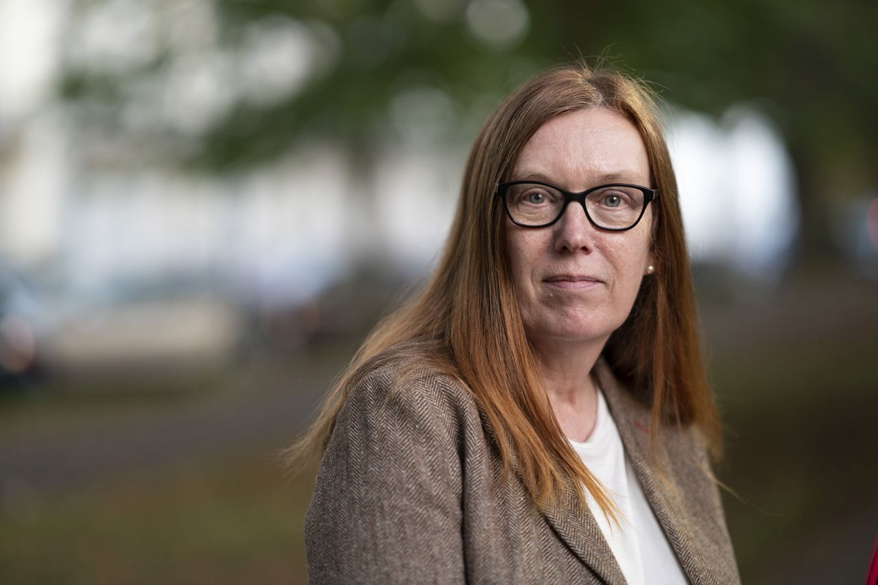 Professor Dame Sarah Gilbert, Professor of Vaccinology at Oxford University, and co-developer of the AstraZeneca vaccine, at the Cheltenham Literature Festival, on October 11, 2021 in Cheltenham, England. 