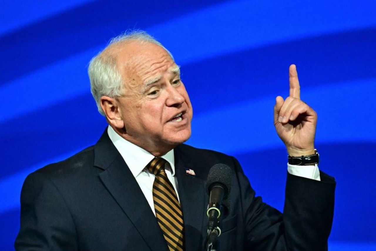 Minnesota Gov. Tim Walz, Democratic vice presidential candidate, speaks at the American Federation of State, County and Municipal Employees Convention in Los Angeles, on Tuesday, August 13.