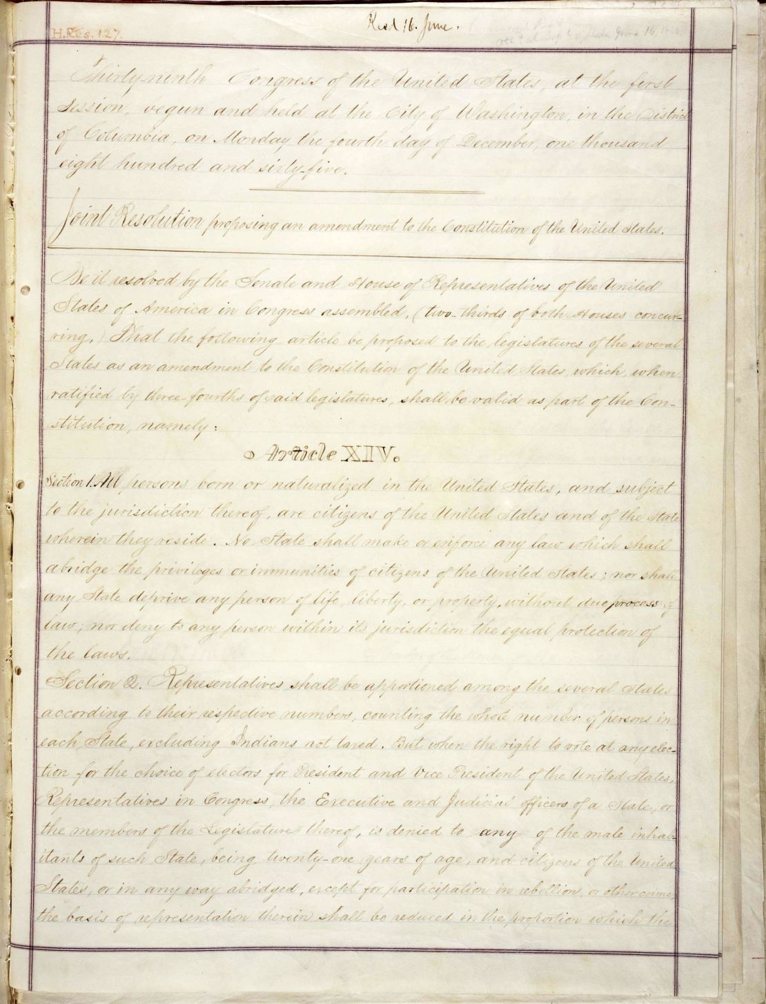 The 14th Amendment was passed by Congress on June 13, 1866, and ratified on July 9, 1868.