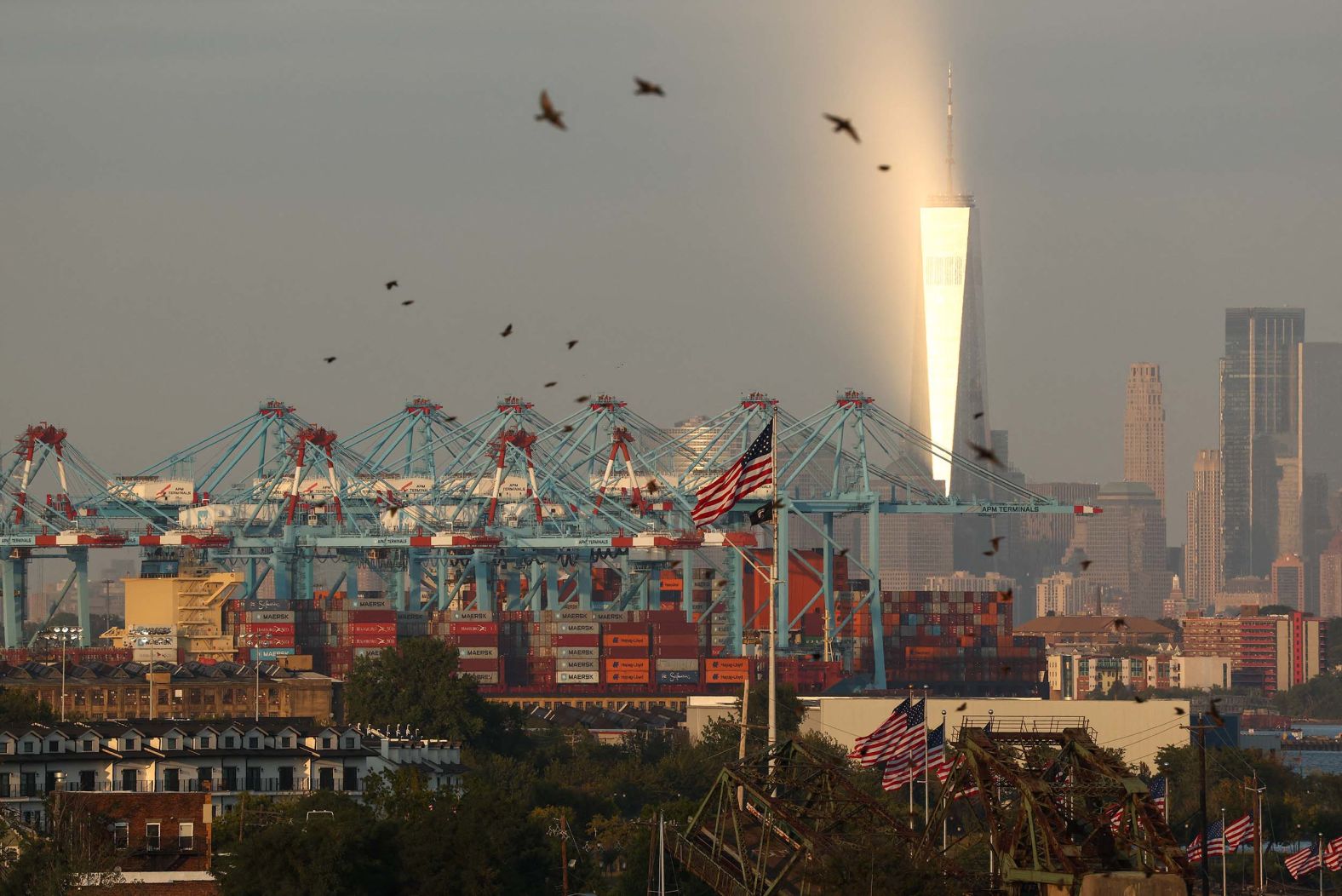 Light reflects off the One World Trade Center in New York on Monday, September 22.