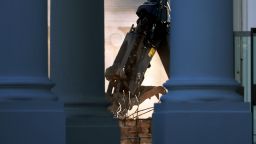 The facade of the East Wing of the White House is demolished by work crews on October 23, 2025 in Washington, DC. The demolition is part of U.S. President Donald Trump's plan to build a ballroom reportedly costing $250 million on the eastern side of the White House.