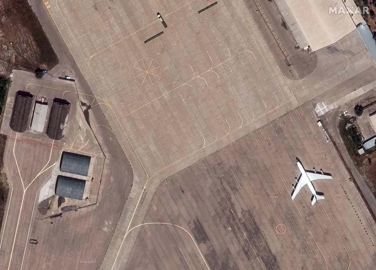 Satellite photo shows Mashhad airport, Iran, before an airstrike on June 13.