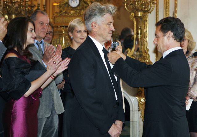 French President Nicolas Sarkozy awards Lynch with the Legion of Honor, France's top civilian honor, in Paris in 2007.