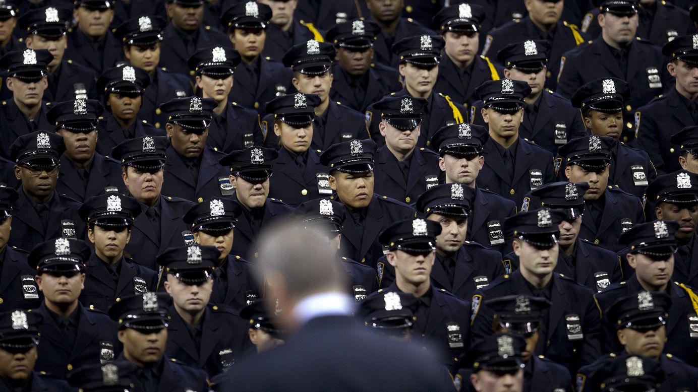 New York Mayor Bill de Blasio speaks to the graduating class at the New York City Police Academy on Monday, December 29. He <a href="http://www.cnn.com/video/data/2.0/video/us/2014/12/30/mxp-de-blasio-booed-at-police-graduation.hln.html" target="_blank">received some boos at the event</a> as some believe his comments after the death of Eric Garner have contributed to <a href="http://www.cnn.com/2014/12/22/politics/de-blasio-police-shooting/index.html" target="_blank">an anti-police sentiment.</a>