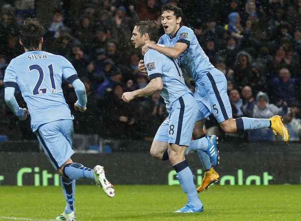 The goals of Frank Lampard, middle, have been crucial for Man City this season. The former Chelsea stalwart came off the bench to score the winner against Sunderland. 