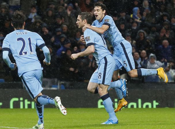 The goals of Frank Lampard, middle, have been crucial for Man City this season. The former Chelsea stalwart came off the bench to score the winner against Sunderland.
