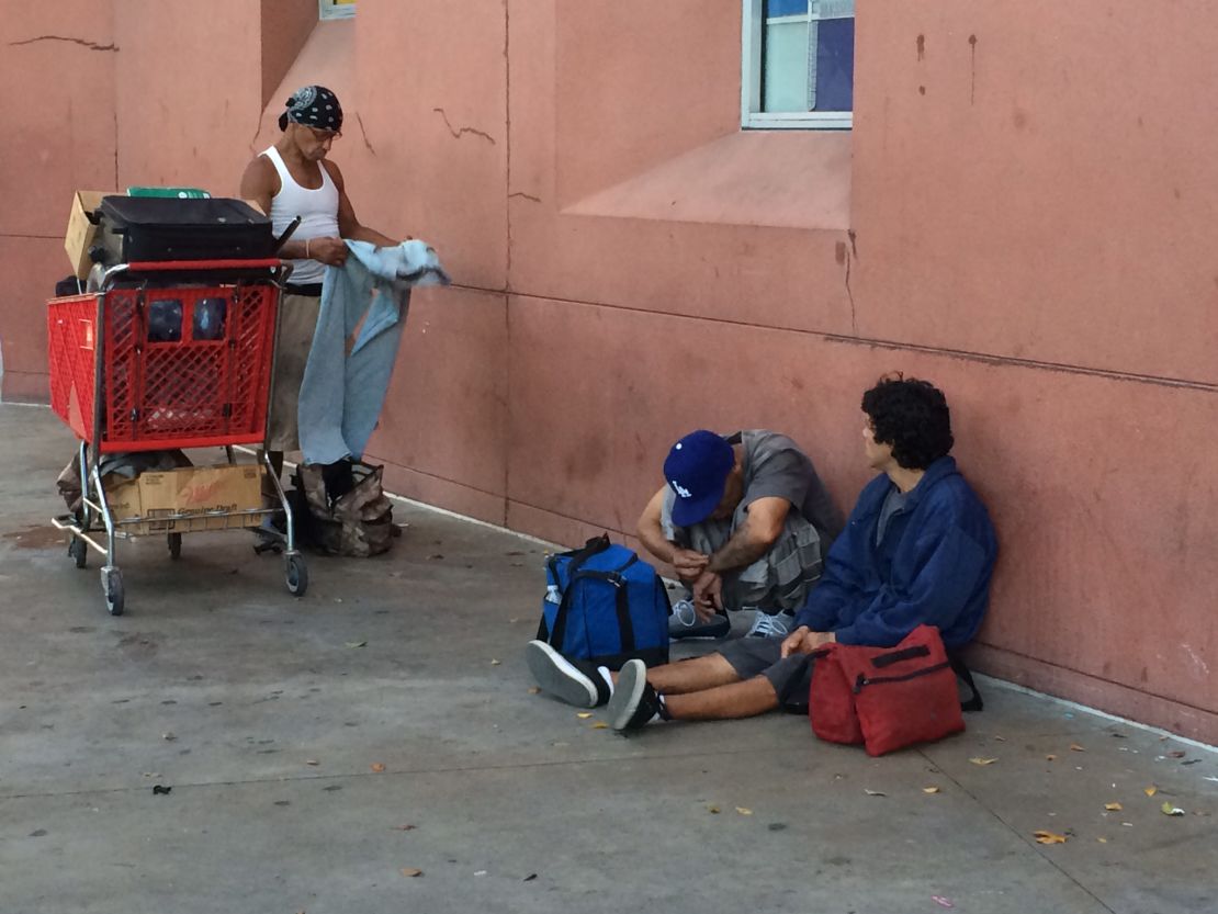 Donated food and clothes add to the filth and clutter on Skid Row's streets, Joseph says. 
