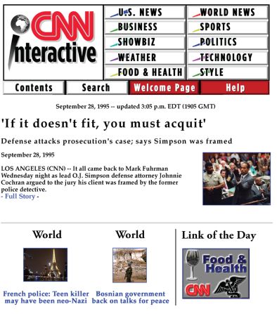 CNN homepage,1995.