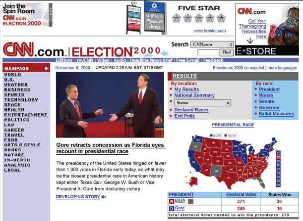 CNN homepage, 2000.