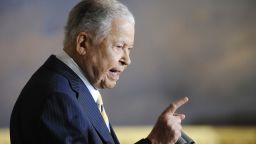 Caption:WASHINGTON - OCTOBER 28: Former Senator Edward William Brooke (R-MA) speaks during a ceremony to honor him with the Congressional Gold Medal in the Rotunda of the US Capitol on October 28, 2009 in Washington, DC. Brooke, a two-term Republican senator from 1967-1979, was the first African-American elected to the senate by popular vote. (Photo by Jonathan Ernst/Getty Images)