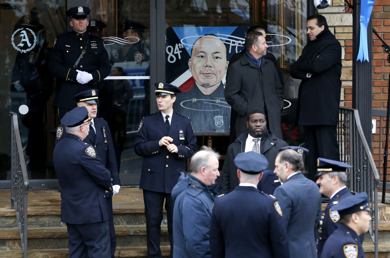 A painting of Liu is displayed prior to the funeral.