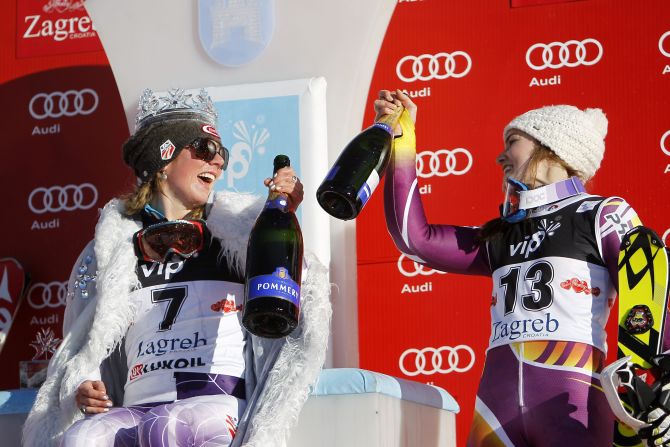 Kathrin Zettel of Austria took second place while Nina Loeseth (right) of Norway finished third.