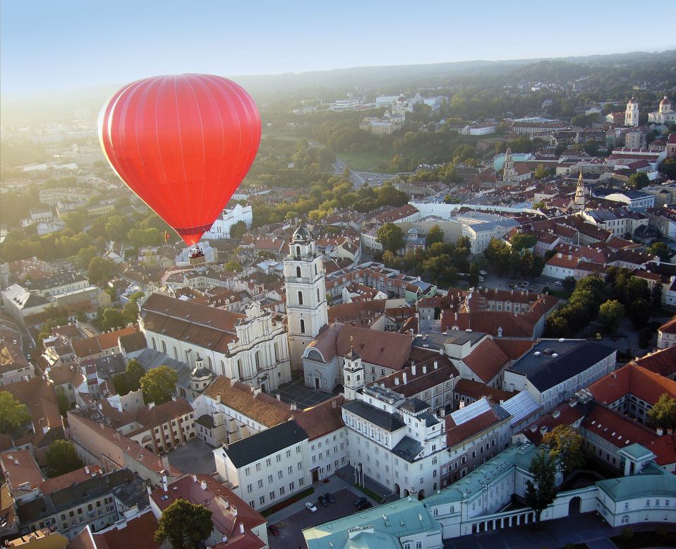 The capital of Vilnius is one of the few major cities in the world that allows balloons to fly over it. Balloons depart from the banks of the Neris in time for sunset over the red-roofed city.