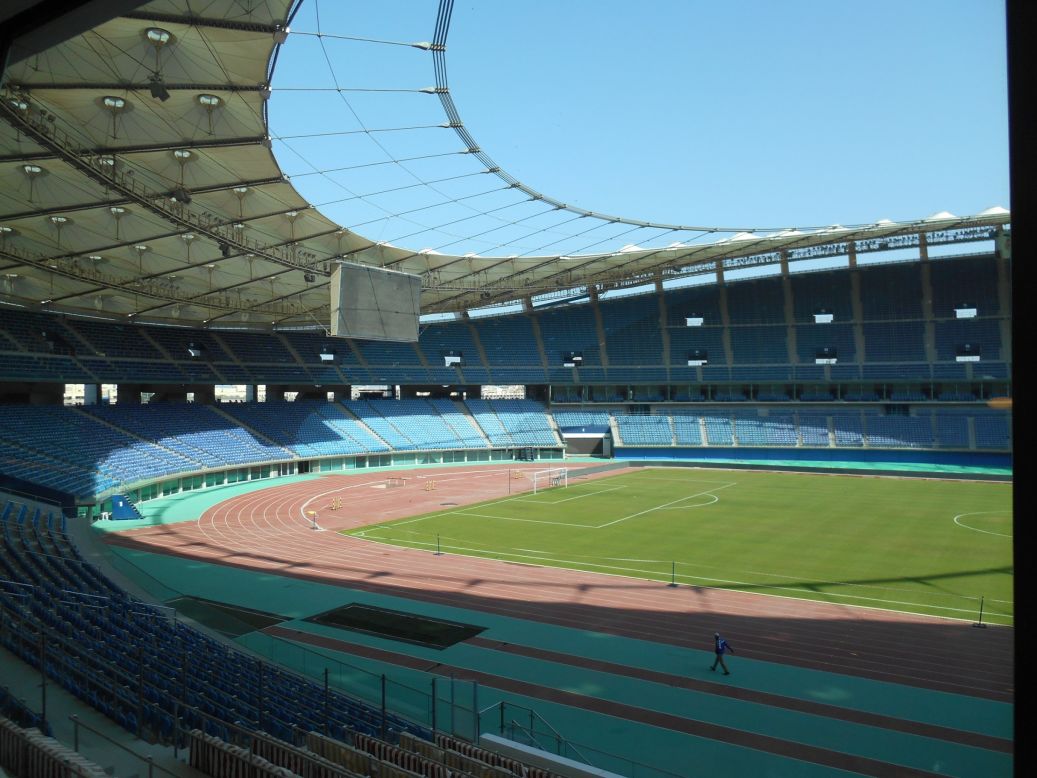 The ground was partially modeled on English Premier League club Arsenal's Emirates Stadium.