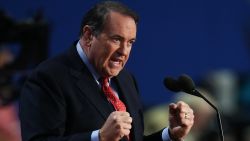 Former Arkansas Gov. Mike Huckabee speaks during the third day of the Republican National Convention at the Tampa Bay Times Forum on August 29, 2012 in Tampa, Florida.