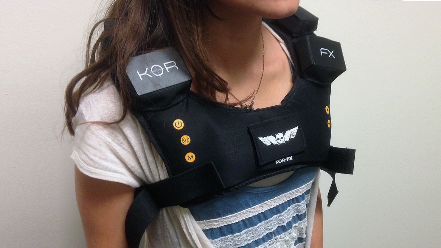 The KOR-FX vest takes audio from game systems, movies and music and turns it into vibrations the wearer can feel on their body.