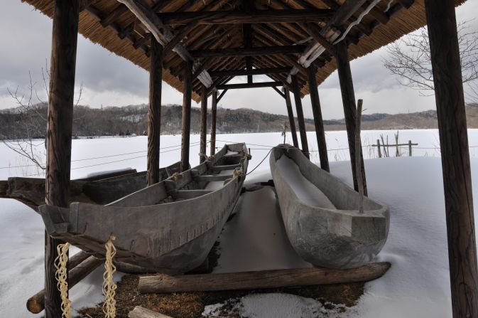 Traditional wooden canoes.. 