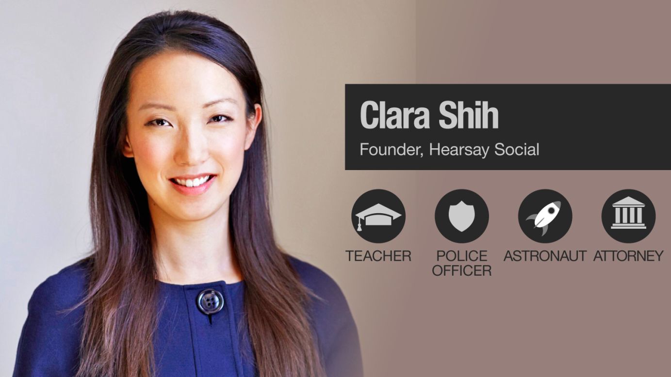 CNN asked successful women, such as Clara Shih (named as one of Fortune's Most Powerful Women Entrepreneurs), to reveal their childhood dream jobs. 
