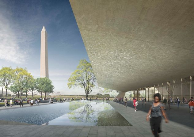 <a href="http://nmaahc.si.edu/" target="_blank" target="_blank">The Smithsonian National Museum of African American History and Culture</a> is currently taking shape on the last plot on the National Mall in Washington, D.C. where Adjaye's shell takes inspiration from the bronze castings of both <a href="http://www.newyorker.com/magazine/2013/09/23/a-sense-of-place" target="_blank" target="_blank">the pre-slave trade Yoruba peoples of Nigeria and freed slaves of Charleston and New Orleans</a>. <br /> <br />[Artist's rendering.]