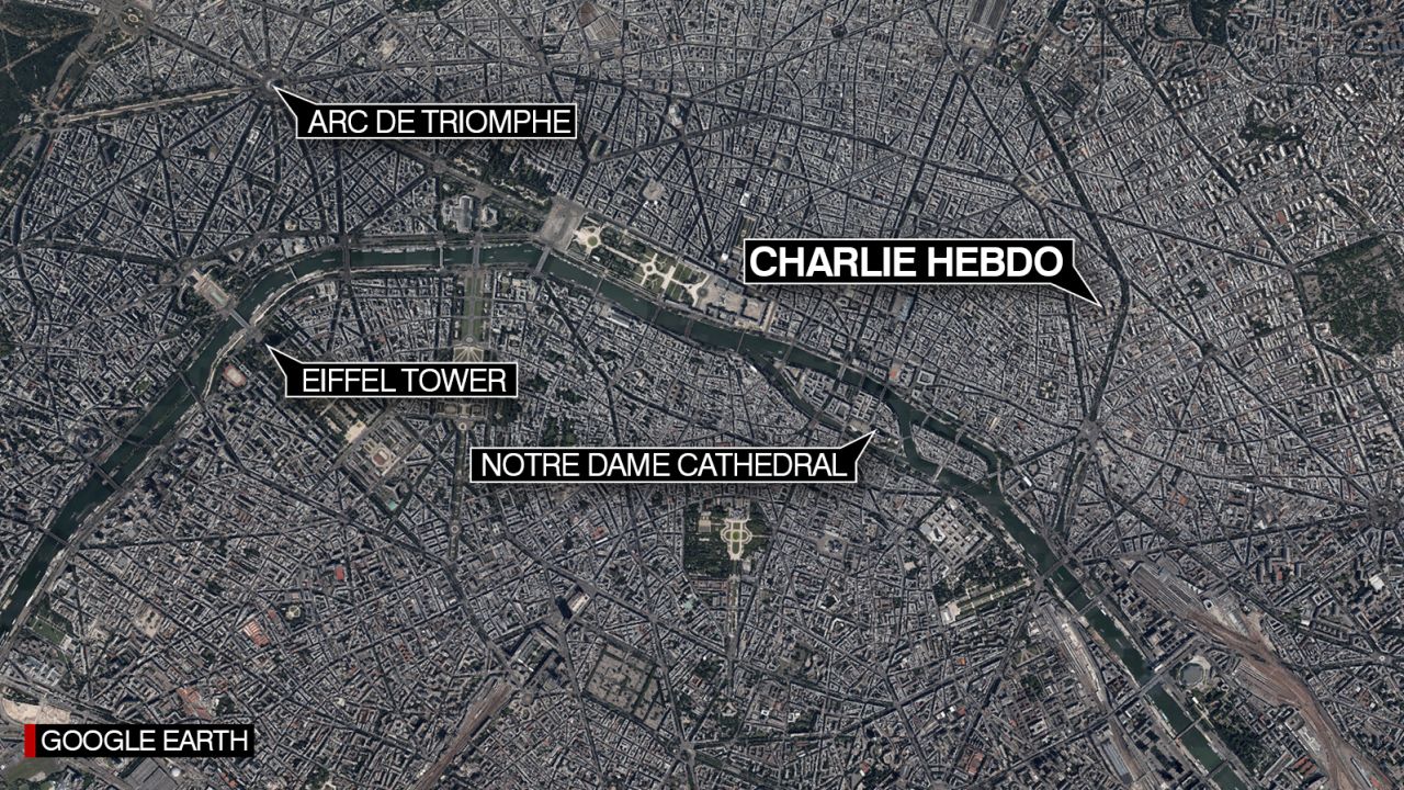 Map: Charlie Hebdo HQ, Paris