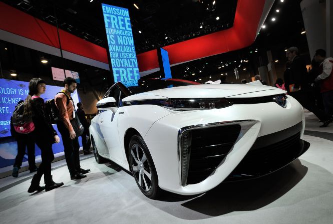 Tech expert Shelly Palmer writes for CNN from consumer tech show CES, in Las Vegas. Pictured, the Toyota Mirai fuelcell car. At CES Toyota announced it will share almost 6,000 of its patents on hydrogen fuel cell technology.