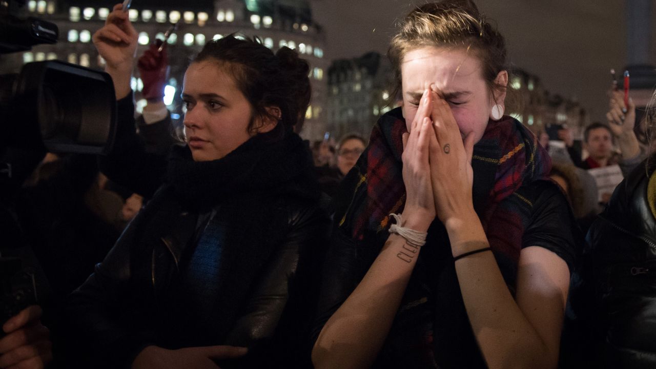 People gather in London's Trafalgar Square on January 7.