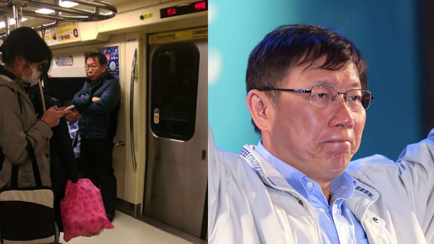 In this viral photo (left) posted to Facebook by Yu Yen Huang, Taipei's new mayor Ko Wen-je is seen standing alone aboard a subway train. "It's definitely unusual for a politician to do like this," Yu told CNN. "Normally they go out with luxury cars, several body guards."