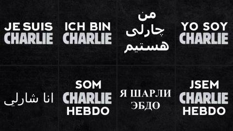 A rallying cry against the gunman attack was "Je Suis Charlie," or "I Am Charlie," in reference to the weekly satirical magazine's title, Charlie Hebdo. This is translated versions found on the Charlie Hebdo website.
