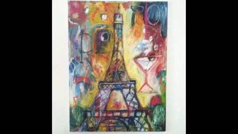 Illustrator <a href="http://instagram.com/p/xm0cwOxWZj/" target="_blank" target="_blank">Melissa Bollen</a> drew the Eiffel Tower over an abstract piece. "I won't let the terrorists ruin the beauty of Paris for me or the rest of us."