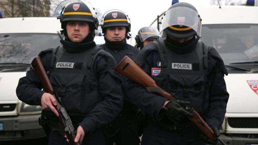 Police arrive with guns at Port de Vincennes on January 9.