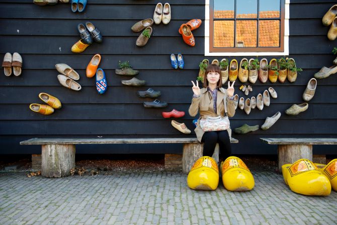 Windmills are not the only form of traditional industry; clogs are still produced and worn in Zaanse Schans.