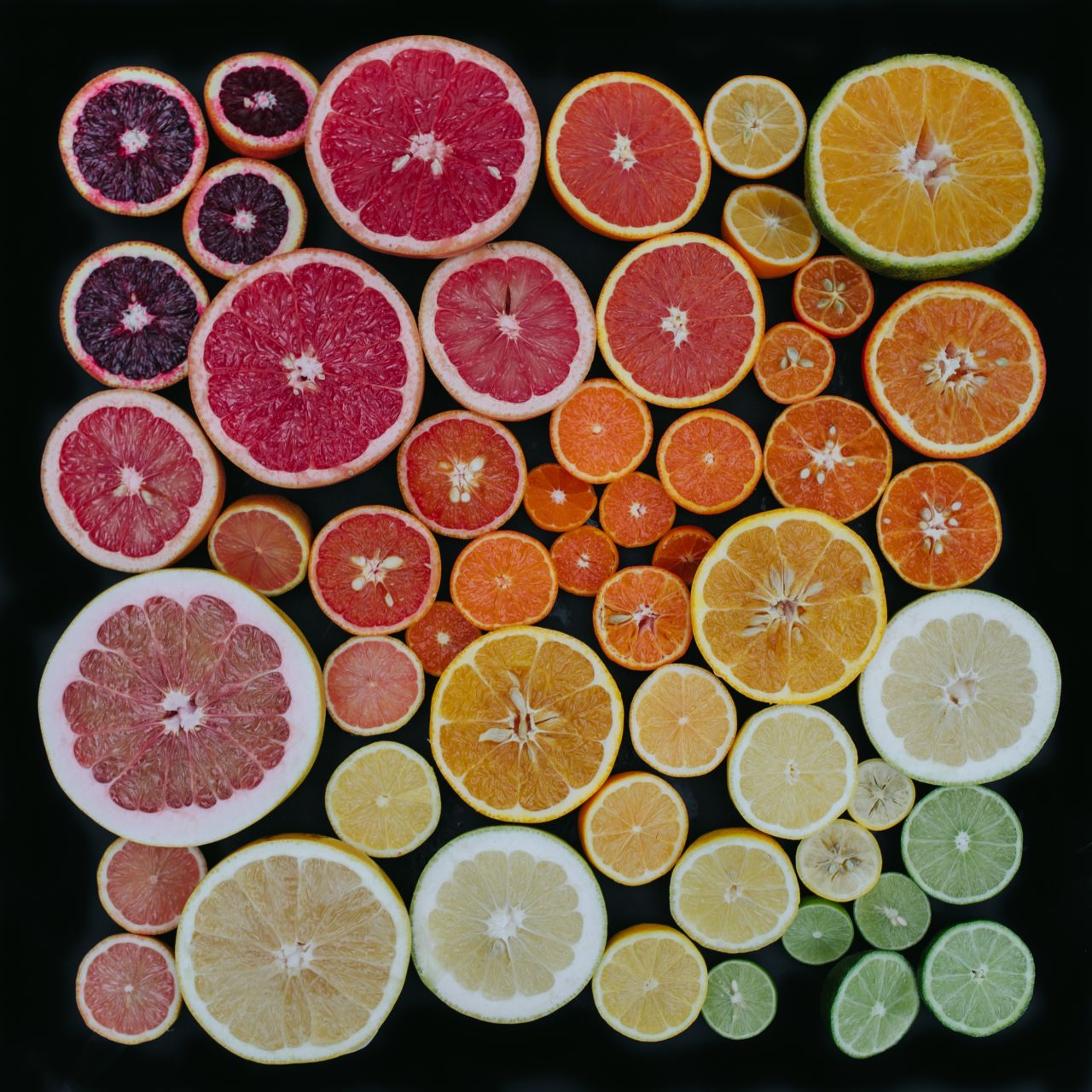 The fruits used for this popular image of sliced citrus fruits yielded two gallons of juice.
