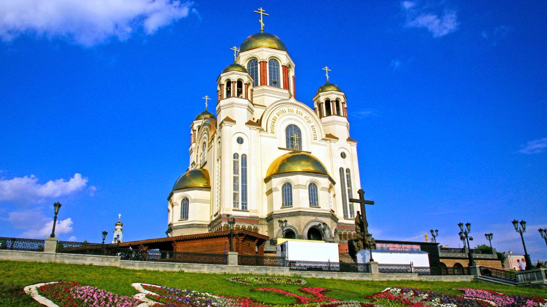 The Church of All Saints, or Church on the Blood, is built on the site of Ipatiev House, where Russia's last Tsar, Nicholas II, and his family were killed in the Russian Civil War.