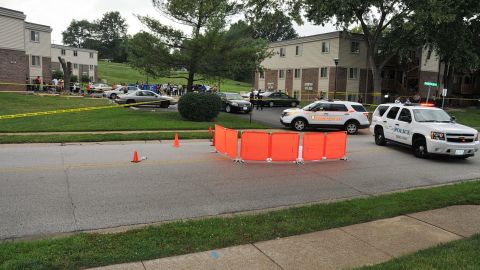 The grand jury saw police photos of the street where Michael Brown was shot on August 9.