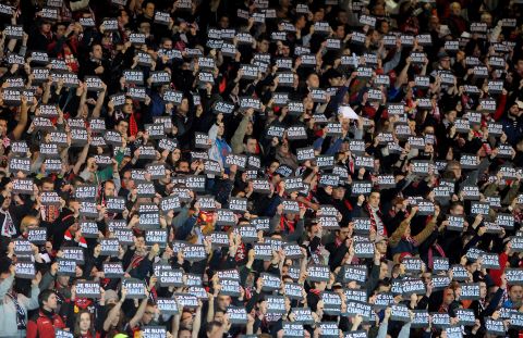 Football, however, is one area of French life where the national principles are still very much alive. Here supporters hold signs reading "Je suis Charlie" (I am Charlie) during the French Ligue 1 match between Guingamp and Lens at the Roudourou stadium in January.