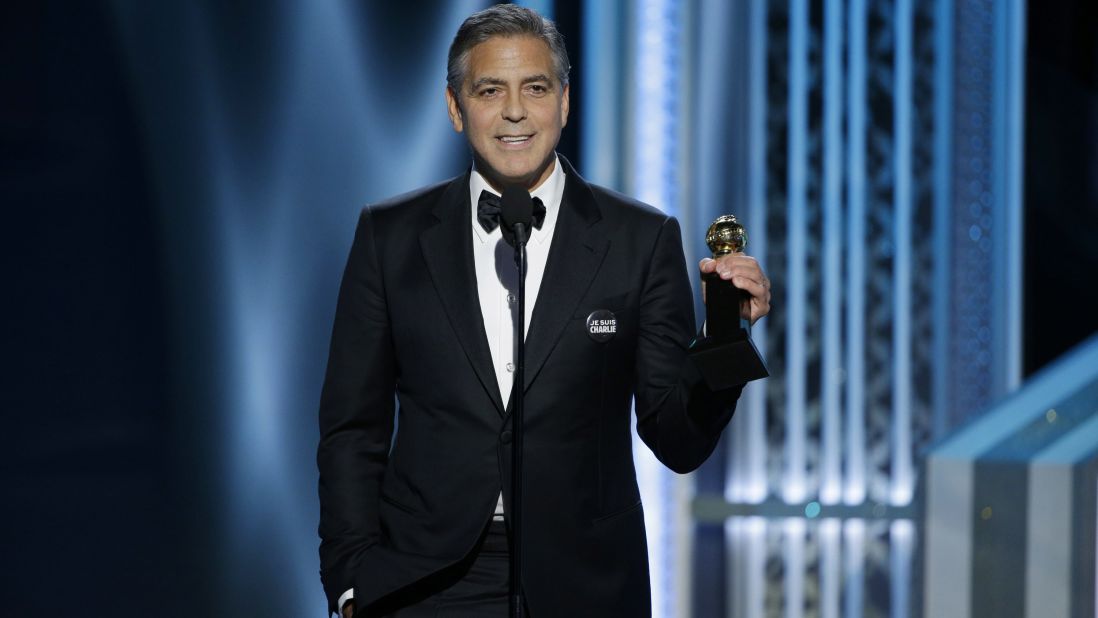George Clooney accepts the Cecil B. DeMille lifetime achievement award. He thanked the Hollywood Foreign Press for "keeping small films alive" and joked about the Sony hack.