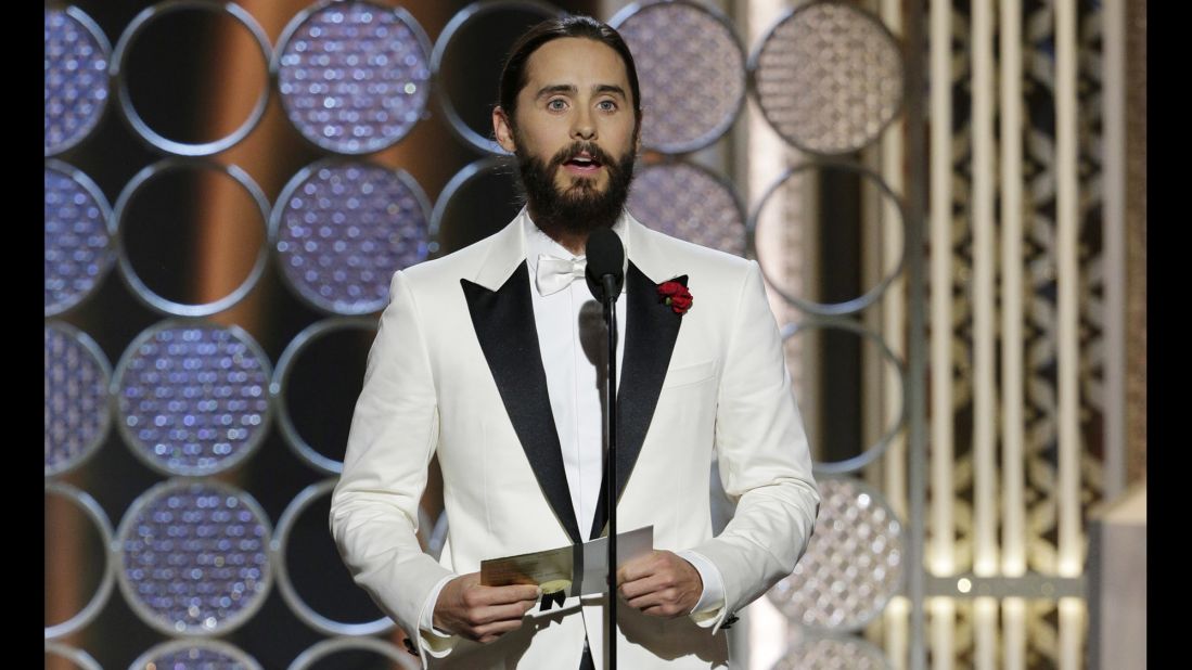Presenter Jared Leto expressed solidarity with French magazine Charlie Hebdo after <a href="http://www.cnn.com/2015/01/07/world/gallery/paris-charlie-hebdo-shooting/index.html">last week's terror attack in Paris</a>. "To our brothers, sisters, friends and family in France: Our thoughts, our prayers, our hearts are with you tonight," he said.