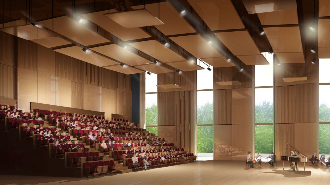  In addition to the main performance space, the Philharmonic features a bar, cafe, five public rehearsal rooms, an 1,800-square-meter educational center, and a music museum.