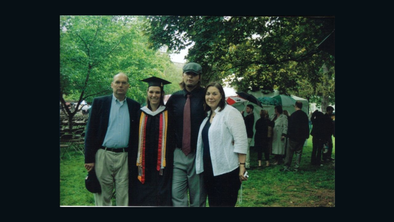 Jacy Good with her parents and brother on the day she graduated from Muhlenberg College in 2008.
