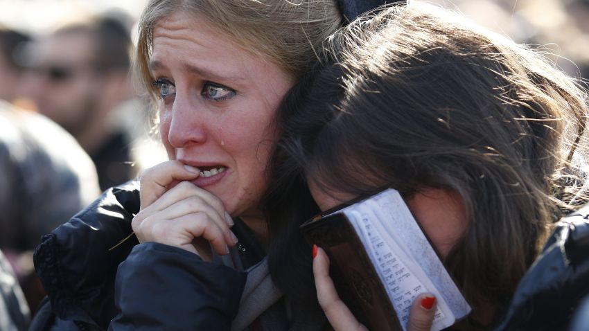 Mourners react in Jerusalem during the Tuesday funeral of four French Jews killed in an Islamist attack on a kosher supermarket in Paris last week.