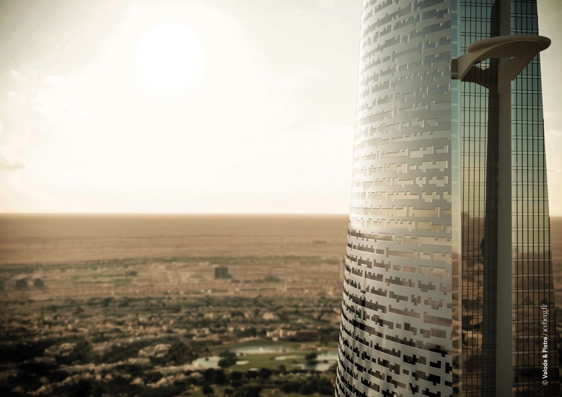 Representación artística de la vista desde los pisos superiores de la torre Al Noor.