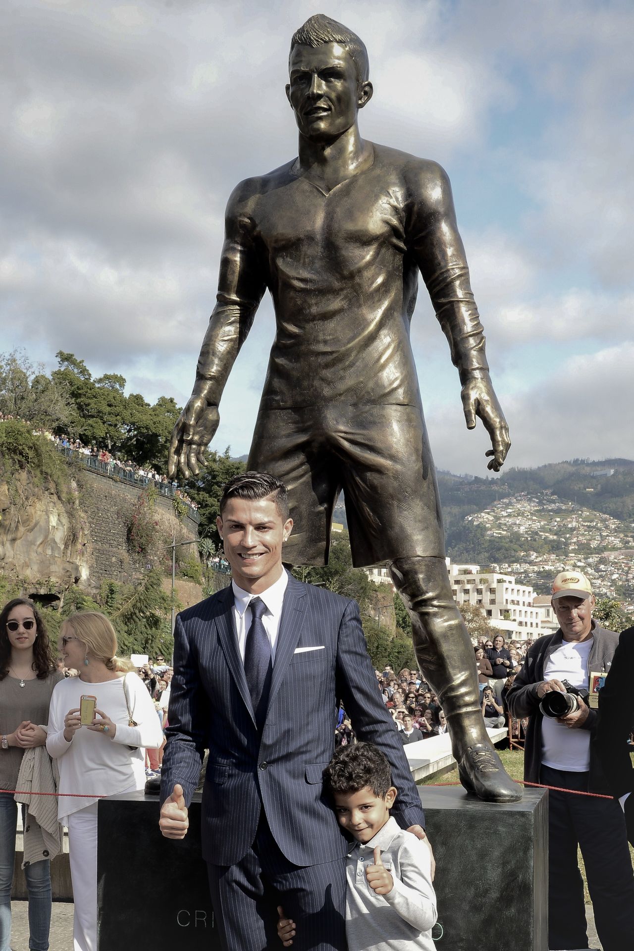 December 21: Ronaldo -- with son, Cristiano Jr. -- attends the unveiling of a statue of himself in his hometown of Funchal. 