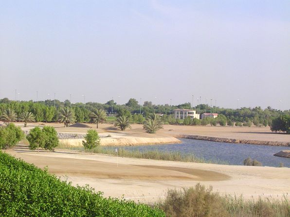 The lack of grass on the greens and fairways means the landscape looks vastly different to a traditional golf course.