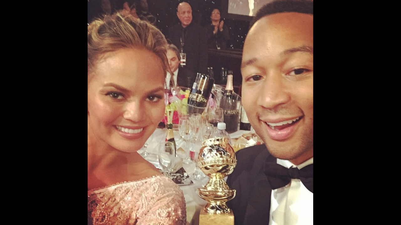 Singer John Legend <a href="http://instagram.com/p/xvS-1rkSud/?modal=true" target="_blank" target="_blank">takes a photo</a> with his wife, model Chrissy Teigen, at the <a href="http://www.cnn.com/2015/01/12/showbiz/gallery/golden-globes-2015-moments/index.html" target="_blank">Golden Globe Awards</a> on Sunday, January 11. Legend and rapper Common won best original song for "Glory," which was in the movie "Selma."