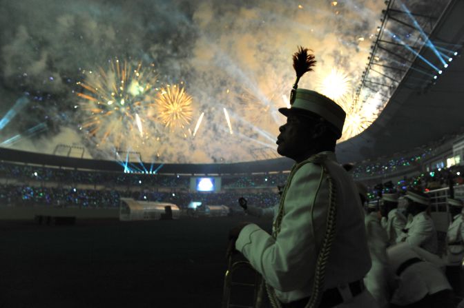 A firework display is seen during the opening ceremony of the 2012 Africa Cup of Nations in Bata, Equatorial Guinea.