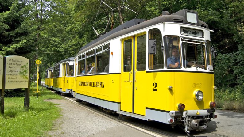 Historic tramcars installed in 1966 run through the Kirnitzsch river valley in Saxon Switzerland to the Lichtenhain Waterfall.<br /><br /><a href="index.php?page=&url=http%3A%2F%2Fwww.cnn.com%2Ftravel%2Fdestinations%2Fgermany">More coverage of travel to Germany here</a>