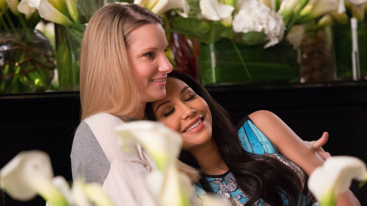 The Glee characters played by Rivera and Heather Morris (left) dated during part of the series, earning both actresses many gay and lesbian fans. Rivera has said she now gets hit on by both men and women.