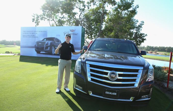 England's Tom Lewis was handsomely rewarded for his hole-in-one at the seventh on the first round in Abu Dhabi.  Later in the day, Spanish veteran Miguel Angel Jimenez aced the 15th.