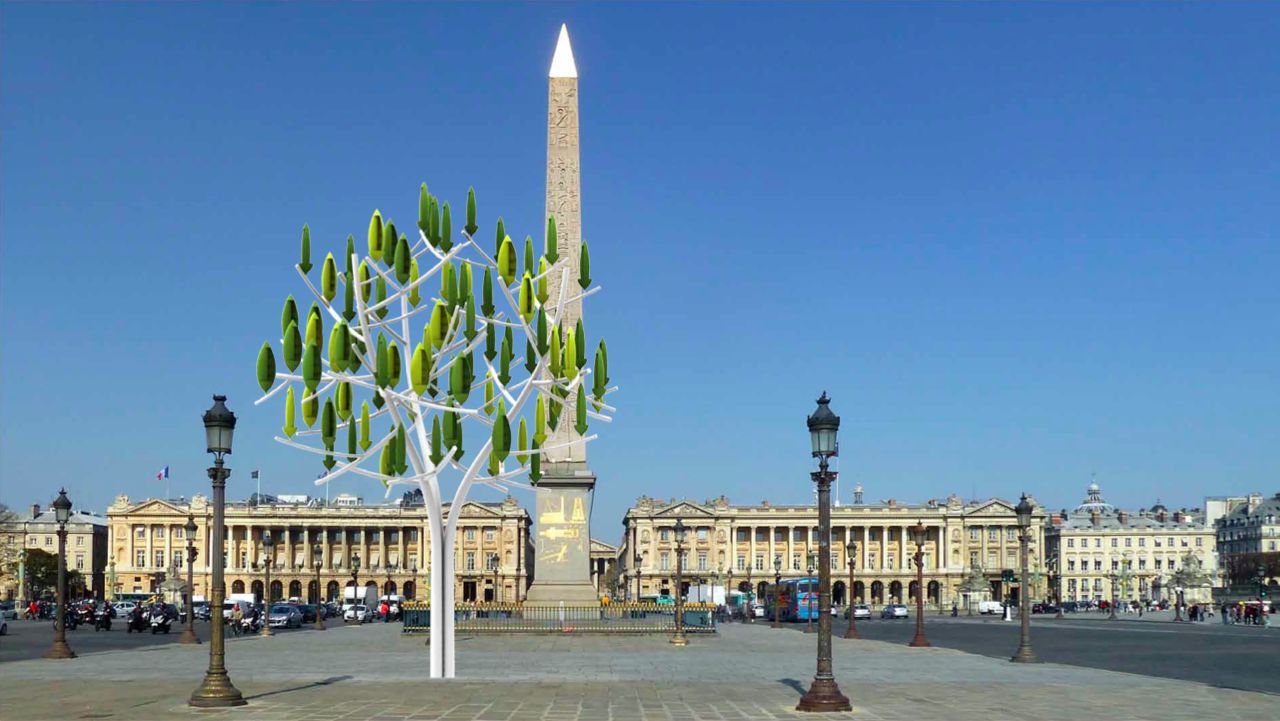 French company NewWind has taken the idea of green energy very literally. Inspired by nature, its "Wind Tree" has 72 "leaves" -- micro-turbines that rotate in the wind, generating up to 3.1kW of energy.